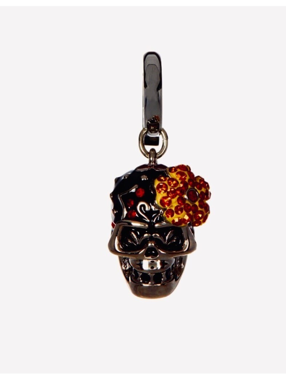 Retired SWAROVSKI Flower Skull Charm - 1185942 - Jet Black Crystal